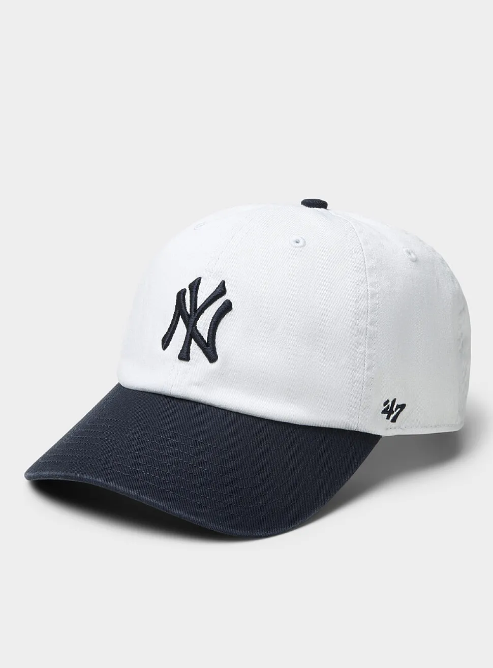 Navy and white embroidered Yankees baseball cap
