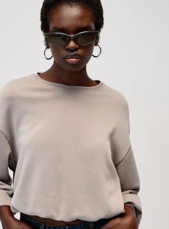 Neoprene effect puff sweatshirt