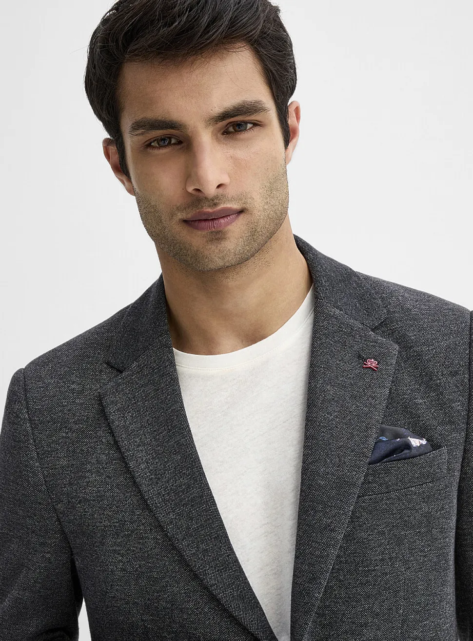 Neutral bird's eye knit jacket