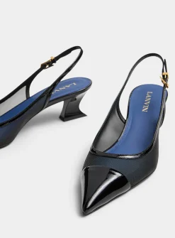 Nocturne mesh and polished leather pumps