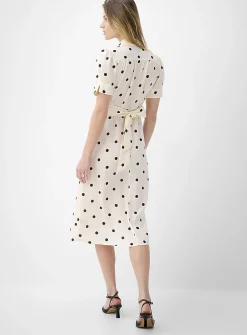 Notch collar belted midi dress