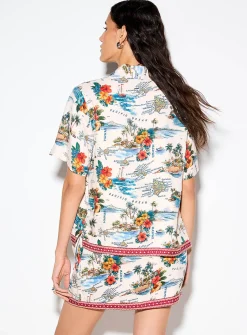 Notched collar boxy-fit blouse