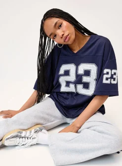 Number loose-fit jersey T-shirt