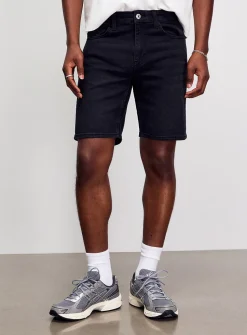 Ochre topstitch indigo jean Bermudas