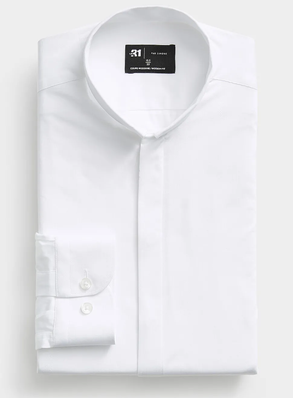 Officer-collar white shirt