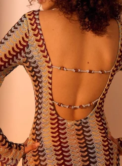 Open-back crocheted minidress