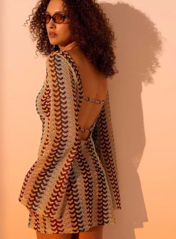 Open-back crocheted minidress