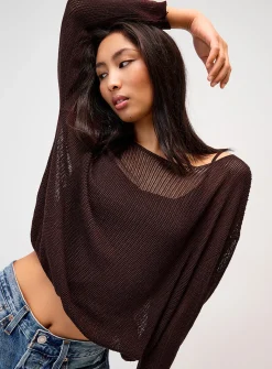Open knit layered-effect sweater