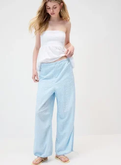 Openwork embroidery parachute pant