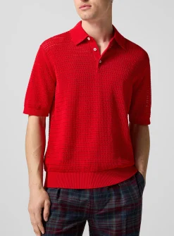 Openwork knit polo shirt