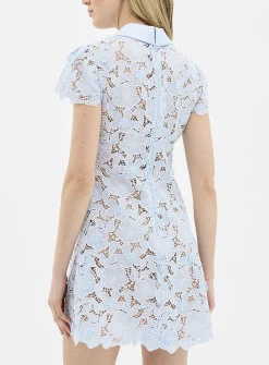 Openwork lace blue minidress
