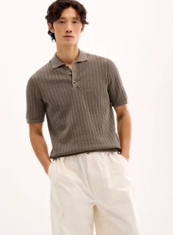 Openwork stripe polo