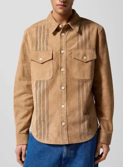Openwork suede shirt