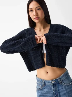 Openwork tie-up cardigan