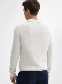 Optical honeycomb knit polo