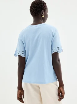Organic cotton broderie anglaise slub T-shirt