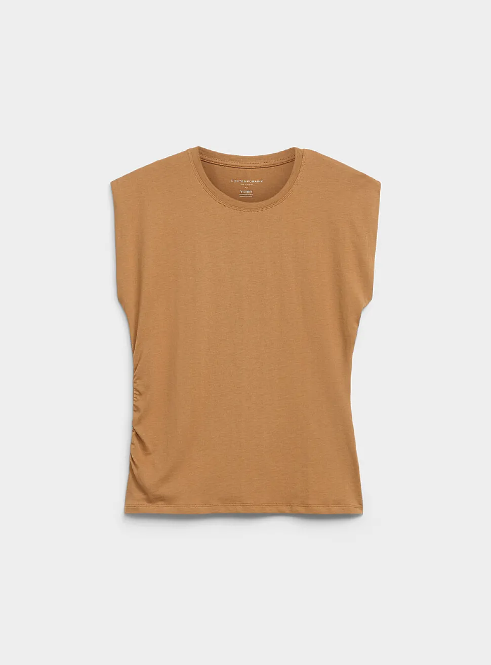 Organic cotton gathered waist cap-sleeve T-shirt