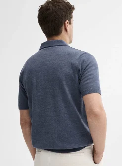 Organic cotton knit Johnny collar polo