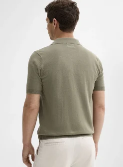 Organic cotton knit Johnny collar polo