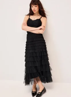 Organza and lace maxi dress