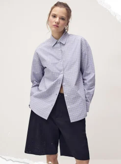 Oversized patterned poplin shirt