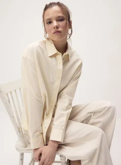 Oversized patterned poplin shirt