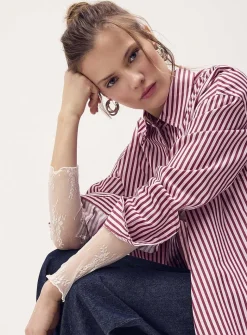 Oversized patterned poplin shirt