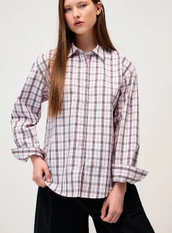 Oversized patterned poplin shirt