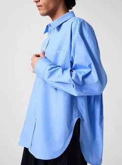 Oversized solid poplin shirt