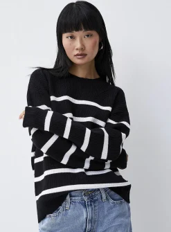Oversized striped ribbed sweater