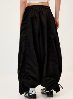 Oversized twill barrel-leg pant