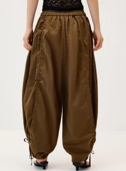 Oversized twill barrel-leg pant