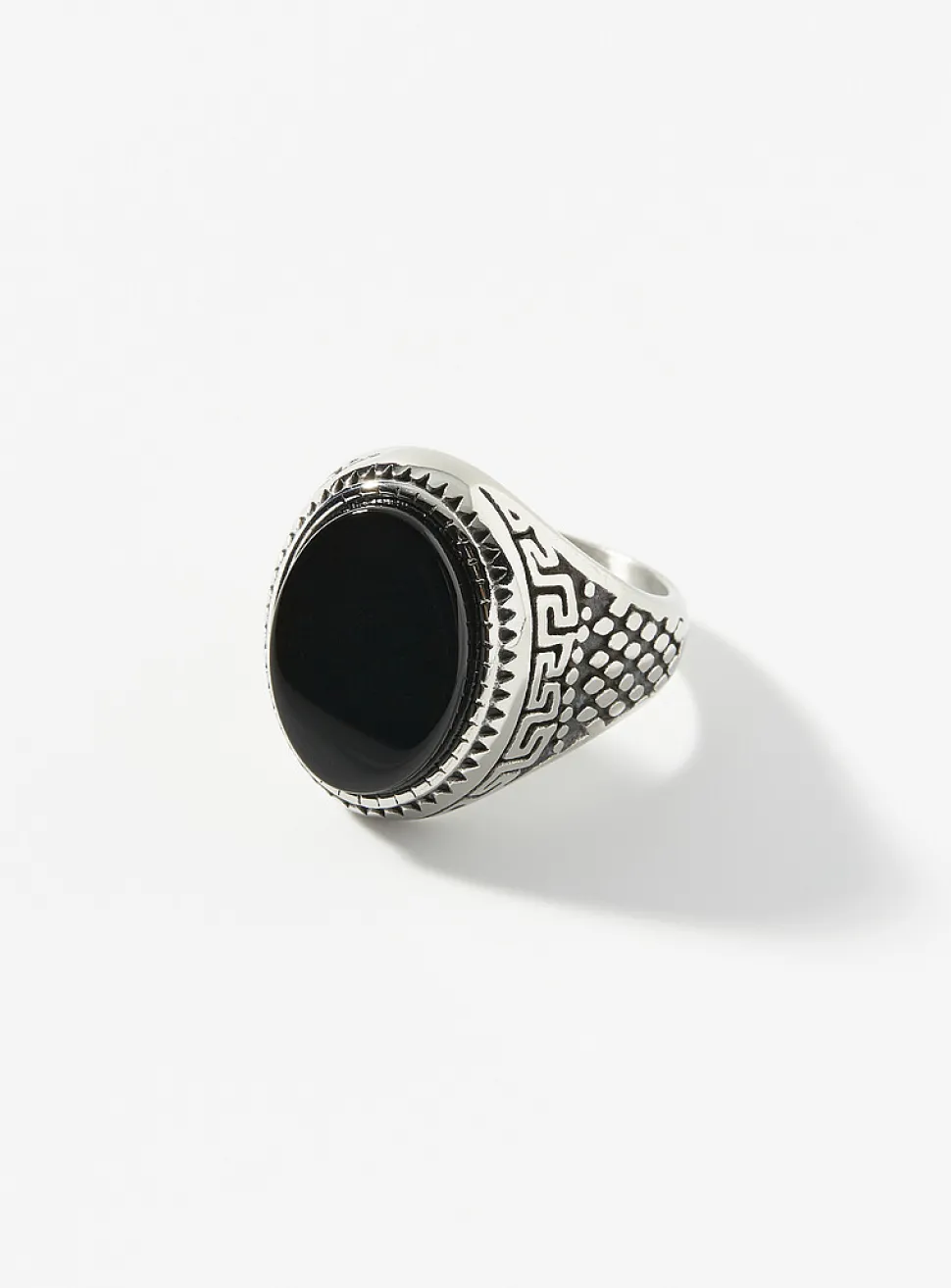 Oversized black stone signet ring
