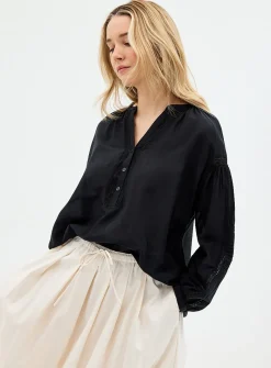 Oversized broderie anglaise blouse