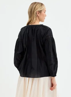 Oversized broderie anglaise blouse