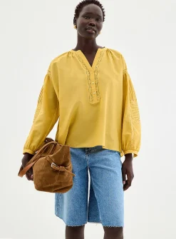 Oversized broderie anglaise blouse