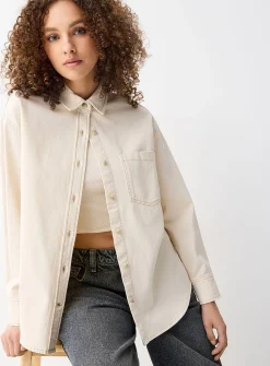 Oversized denim shirt