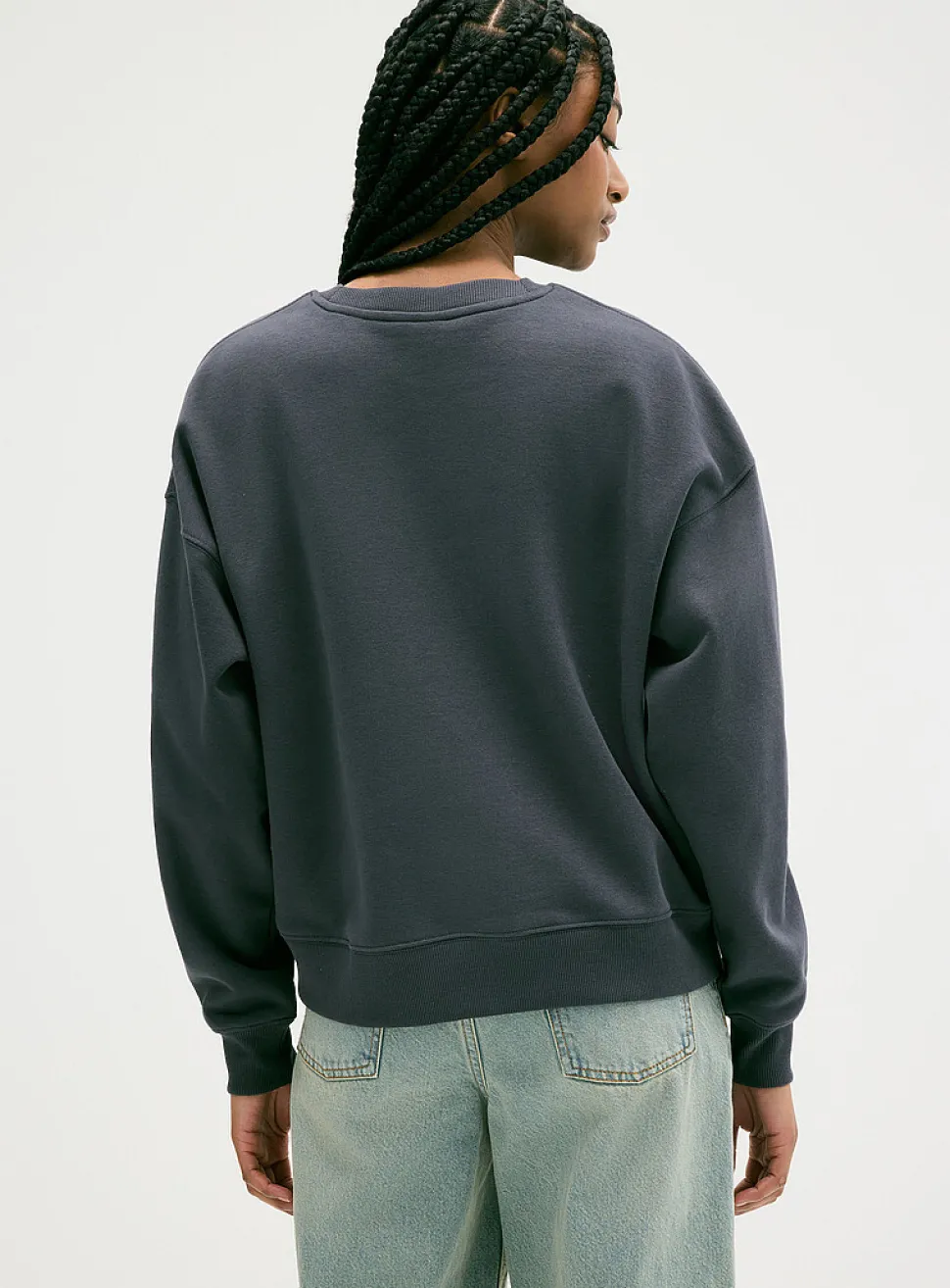 Oversized fleece crew-neck sweatshirt