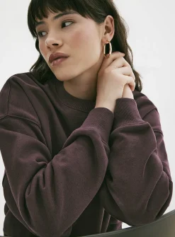 Oversized fleece crew-neck sweatshirt