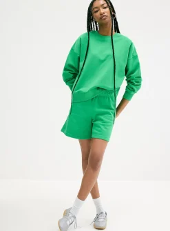 Oversized fleece crew-neck sweatshirt