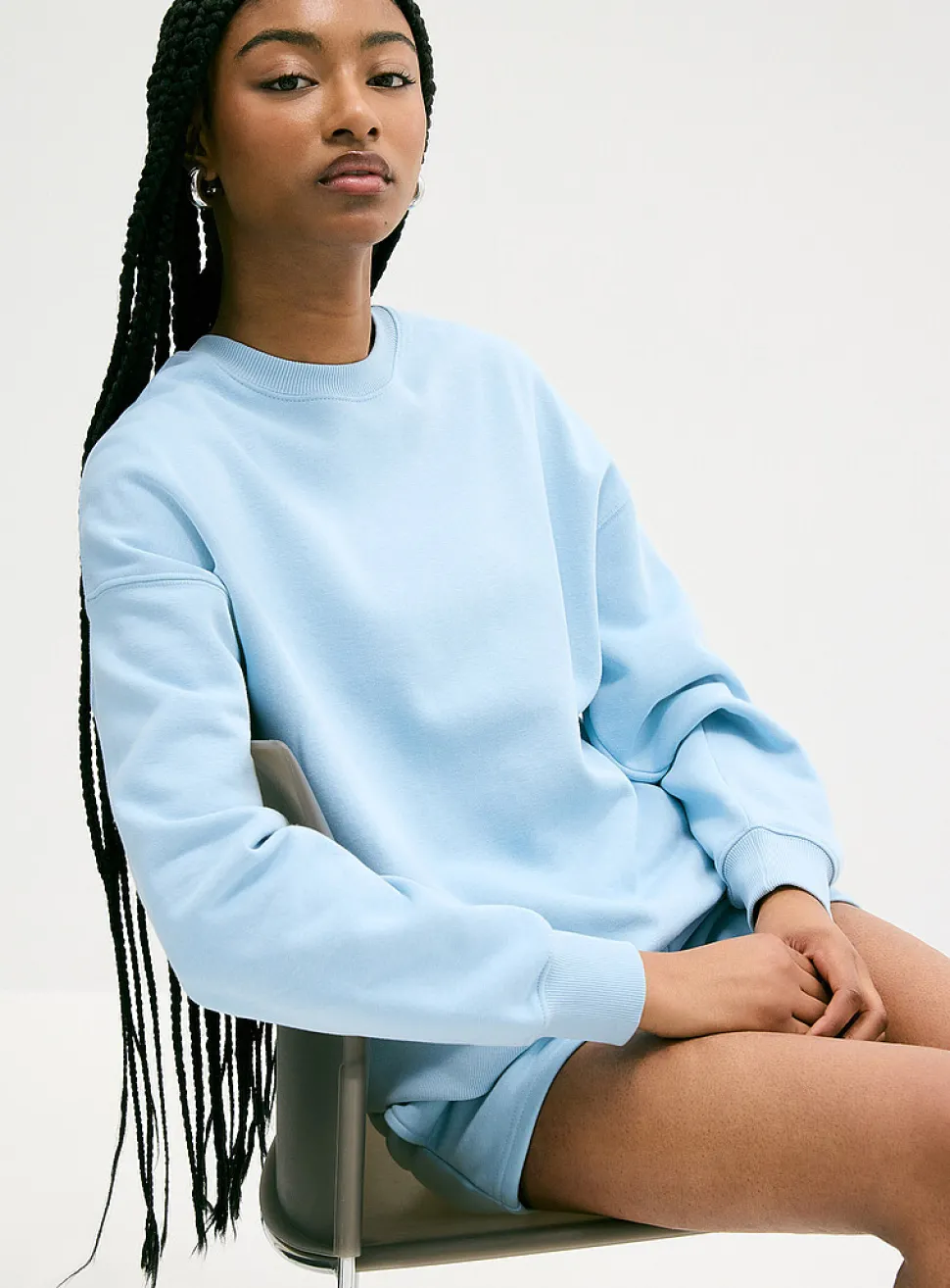 Oversized fleece crew-neck sweatshirt