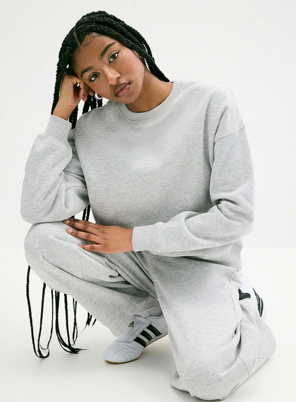 Oversized fleece crew-neck sweatshirt