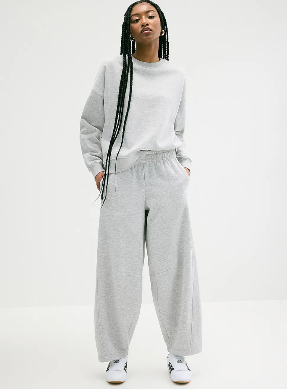 Oversized fleece crew-neck sweatshirt