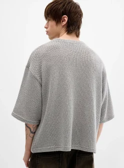 Oversized openwork knit T-shirt