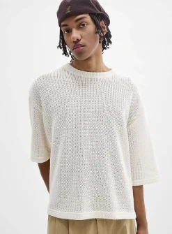 Oversized openwork knit T-shirt