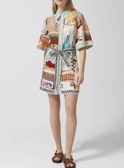 Painted shapes pure linen shirtdress