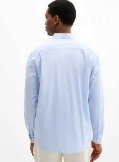 Pale blue mini-gingham shirt
