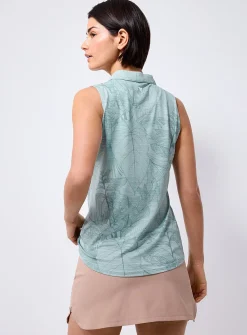 Palm tree micro-perforated golf polo