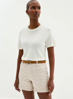 Patch pockets coloured denim short