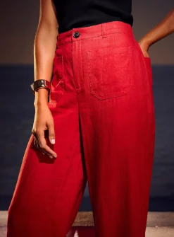 Patch pockets pure linen pant